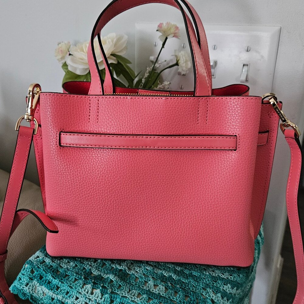 *****SOLD****MICHAEL KORS EMILIA SMALL SATCHEL SHOULDER CROSSBODY BAG GRAPEFRUIT - Picture 3 of 11